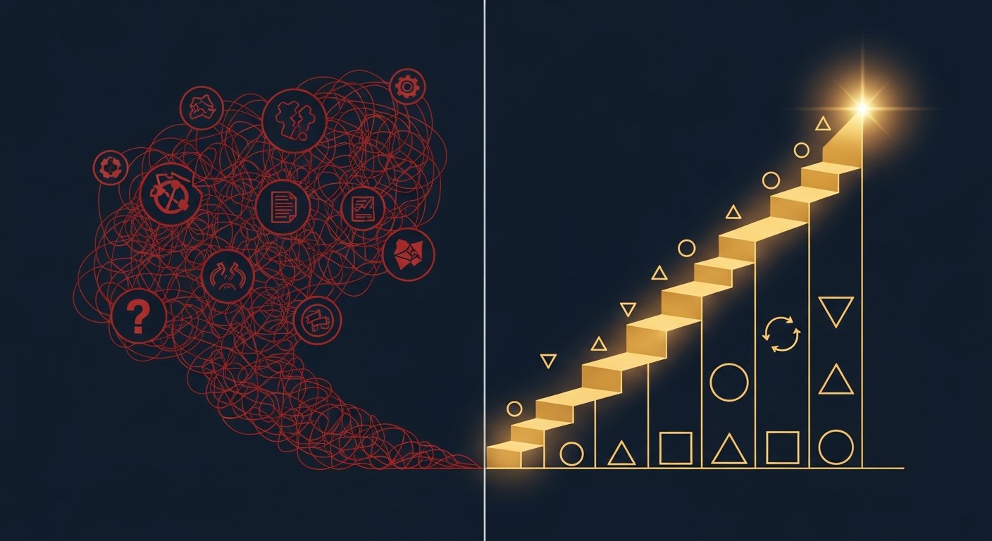 Du chaos sans méthode à un parcours structuré vers le succès