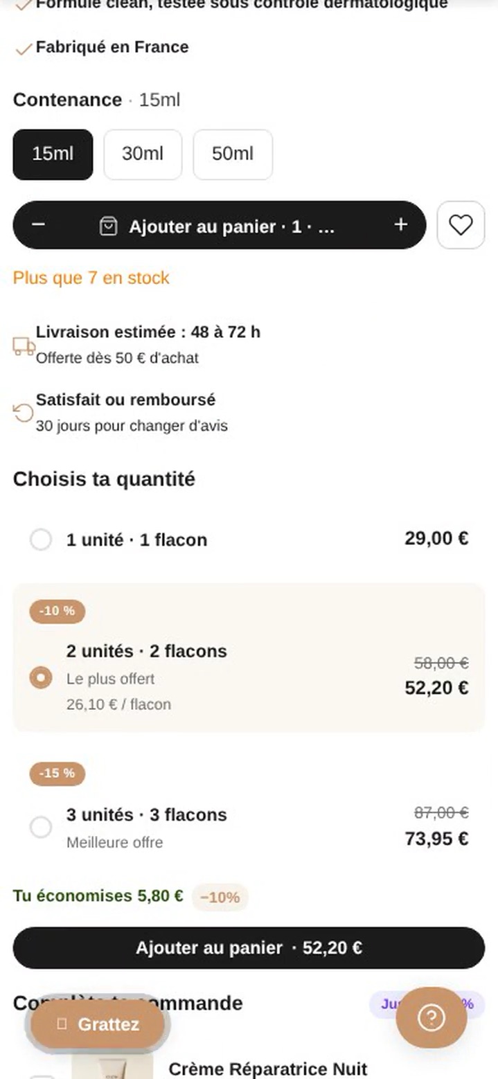 Aperçu mobile de Bloc offre quantité sur Maison GLOW