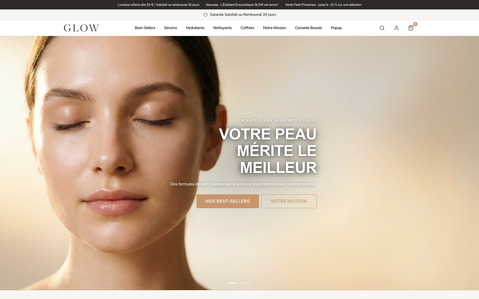 Capture Slideshow premium : boutique GLOW Skincare sous Speedfly