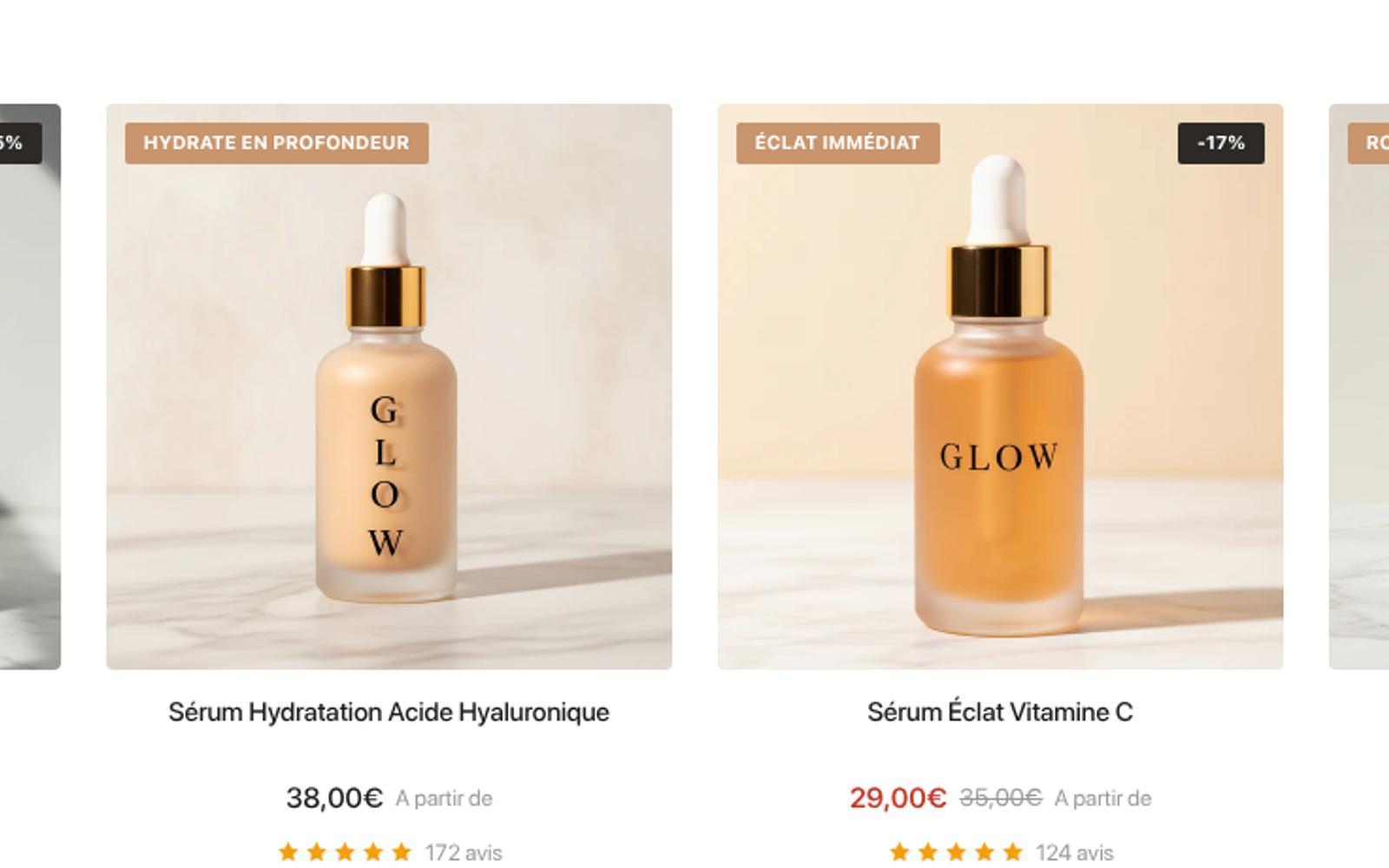 Capture Stickers automatiques : boutique GLOW Skincare sous Speedfly