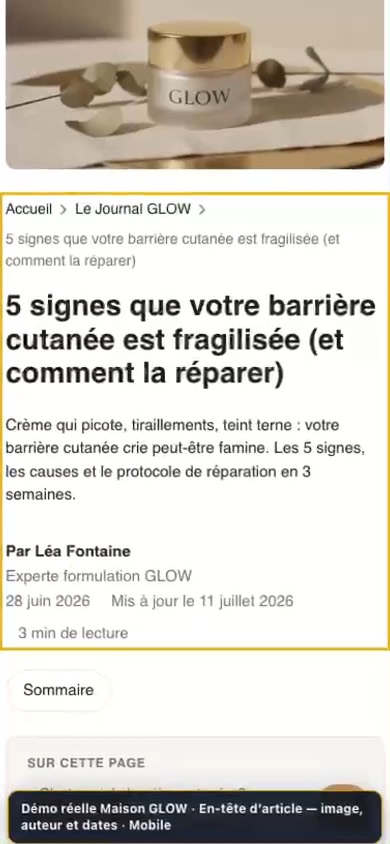 Aperçu mobile de Styles d'en-tête d'article sur Maison GLOW