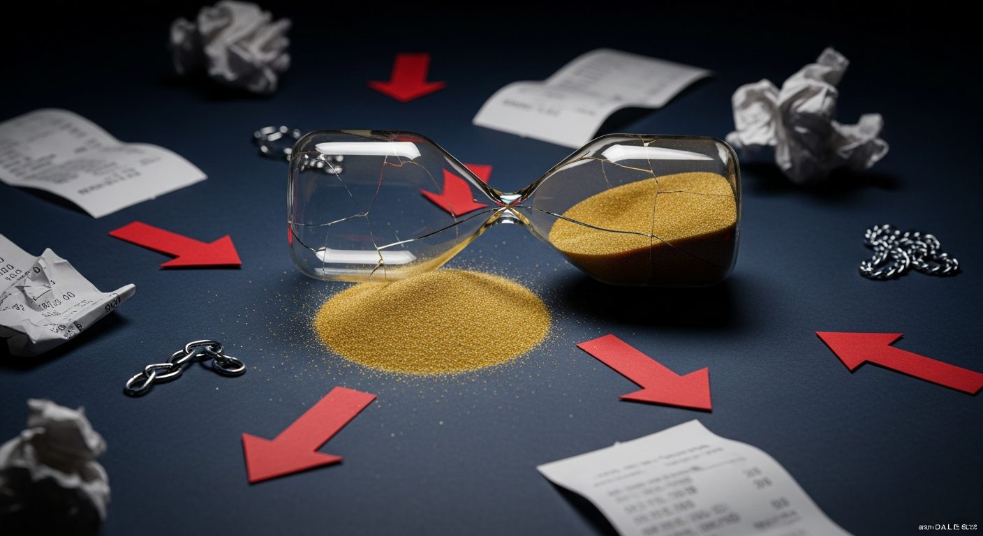 Temps perdu et ventes manquées : sablier cassé symbolisant un thème Shopify non optimisé